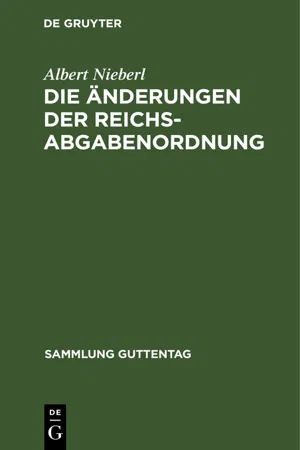 Die Änderungen der Reichsabgabenordnung