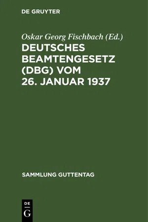 Deutsches Beamtengesetz (DBG) vom 26. Januar 1937