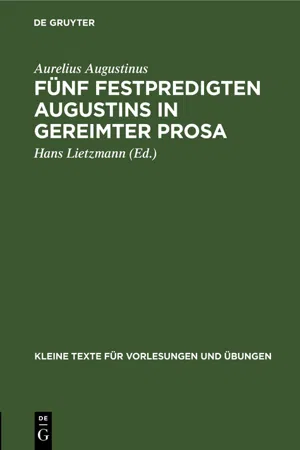 Fünf Festpredigten Augustins in gereimter Prosa