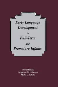 Early Language Development in Full-term and Premature infants_cover