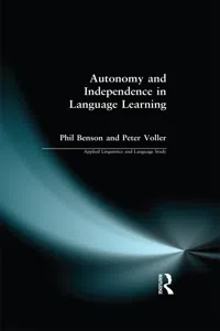 Autonomy and Independence in Language Learning_cover