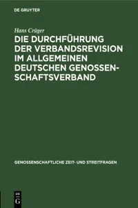 Die Durchführung der Verbandsrevision im Allgemeinen deutschen Genossenschaftsverband_cover