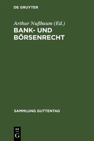 Bank- und Börsenrecht