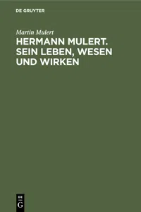 Hermann Mulert. Sein Leben, Wesen und Wirken_cover