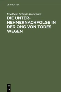 Die Unternehmernachfolge in der OHG von Todes wegen_cover