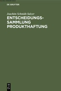 Entscheidungssammlung Produkthaftung_cover