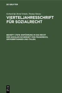 Einführung in das Recht der sozialen Sicherheit von Frankreich, Großbritannien und Italien_cover