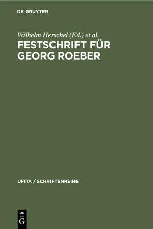 Festschrift für Georg Roeber