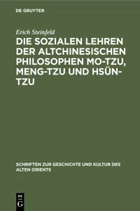 Die sozialen Lehren der altchinesischen Philosophen Mo-Tzu, Meng-Tzu und Hsün-Tzu_cover