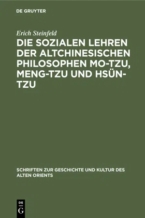 Die sozialen Lehren der altchinesischen Philosophen Mo-Tzu, Meng-Tzu und Hsün-Tzu