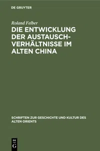 Die Entwicklung der Austauschverhältnisse im Alten China_cover