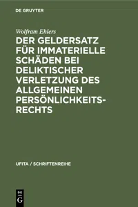 Der Geldersatz für immaterielle Schäden bei deliktischer Verletzung des allgemeinen Persönlichkeitsrechts_cover