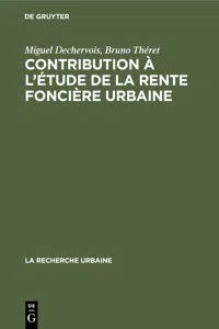 Contribution à l'étude de la rente foncière urbaine_cover