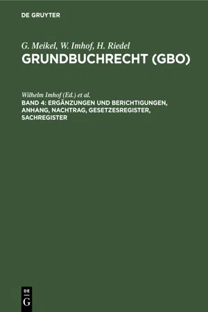 Ergänzungen und Berichtigungen, Anhang, Nachtrag, Gesetzesregister, Sachregister