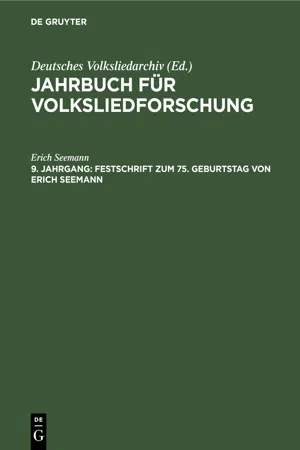 Festschrift zum 75. Geburtstag von Erich Seemann