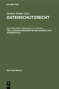 Einzelvorschriften des Bundes zum Datenschutz_cover