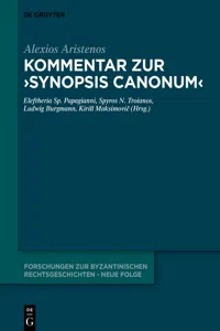 Kommentar zur "Synopsis canonum"_cover