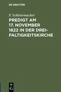 Predigt am 17. November 1822 in der Dreifaltigkeitskirche_cover