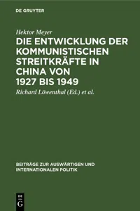 Die Entwicklung der kommunistischen Streitkräfte in China von 1927 bis 1949_cover