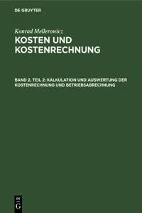 Kalkulation und Auswertung der Kostenrechnung und Betriebsabrechnung_cover