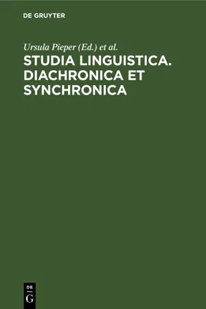 Studia Linguistica. Diachronica et Synchronica