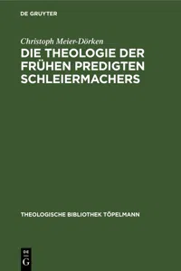 Die Theologie der frühen Predigten Schleiermachers_cover