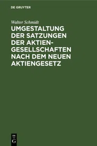 Umgestaltung der Satzungen der Aktiengesellschaften nach dem neuen Aktiengesetz_cover