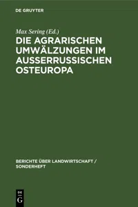 Die agrarischen Umwälzungen im außerrussischen Osteuropa_cover