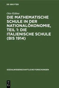 Die mathematische Schule in der Nationalökonomie, Teil 1: Die italienische Schule_cover