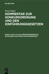 KO §§ 47–244, Einführungsgesetze, Richtlinien, Nachtrag und Sachregister_cover