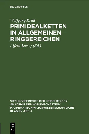 Primidealketten in allgemeinen Ringbereichen