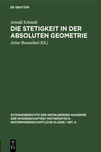 Die Stetigkeit in der absoluten Geometrie_cover