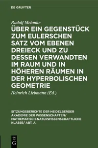 Über ein Gegenstück zum Eulerschen Satz vom ebenen Dreieck und zu dessen Verwandten im Raum und in höheren Räumen in der hyperbolischen Geometrie_cover