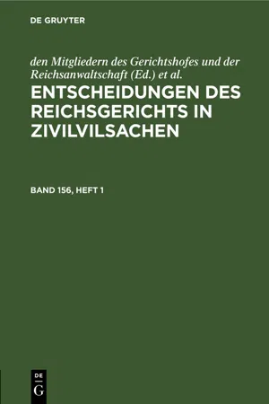 Entscheidungen des Reichsgerichts in Zivilvilsachen