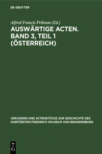 Auswärtige Acten. Band 3, Teil 1_cover