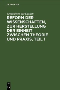 Reform der Wissenschaften, zur Herstellung der Einheit zwischen Theorie und Praxis, Teil 1_cover