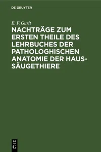 Nachträge zum ersten Theile des Lehrbuches der pathologhischen Anatomie der Haus-Säugethiere_cover