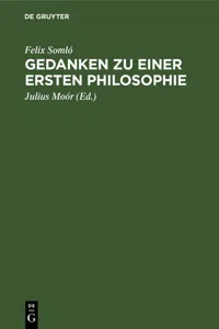 Gedanken zu einer ersten Philosophie_cover