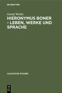 Hieronymus Boner - Leben, Werke und Sprache_cover