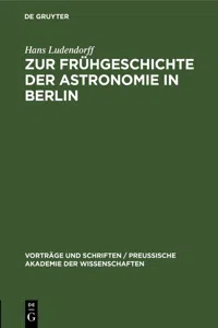 Zur Frühgeschichte der Astronomie in Berlin_cover