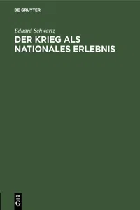 Der Krieg als nationales Erlebnis_cover