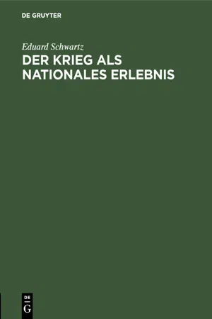 Der Krieg als nationales Erlebnis