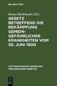 Gesetz betreffend die Bekämpfung gemeingefährlicher Krankheiten vom 30. Juni 1900_cover