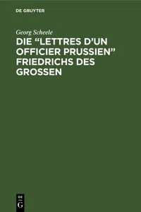 Die "Lettres d'un officier Prussien" Friedrichs des Grossen_cover