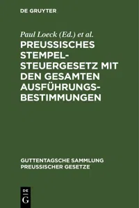 Preußisches Stempelsteuergesetz mit den gesamten Ausführungsbestimmungen_cover