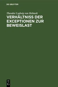 Verhältniß der Exceptionen zur Beweislast_cover