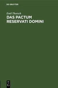 Das pactum reservati domini_cover