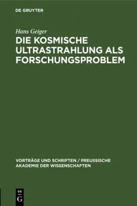 Die kosmische Ultrastrahlung als Forschungsproblem_cover