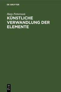 Künstliche Verwandlung der Elemente_cover