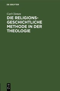 Die religionsgeschichtliche Methode in der Theologie_cover